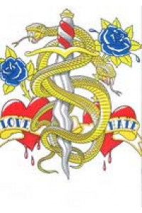 Transfer Twin Snakes Sword Tattoo 