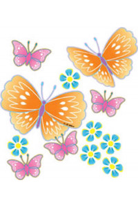 Transfer Pink Orange Butterflies 