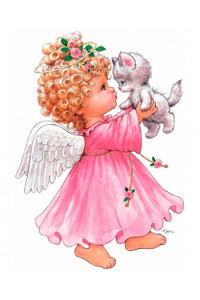 Transfer Pink Angel W/kitty Adult 