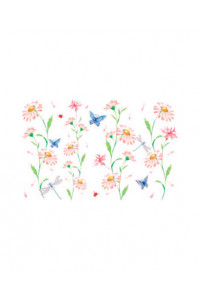 Transfer Pink Daisies Stripe 