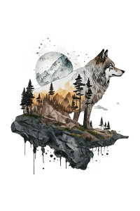 Transfer Watercolor Wolf Moon 