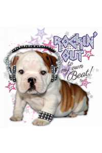 Transfer Comb. Puppy Headphones Rhinestones 