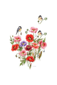 Transfer Chickadee Floral W/crest 