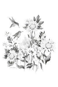 Transfer Sunflowers & Hummers 