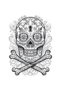 Transfer Floral Skull 