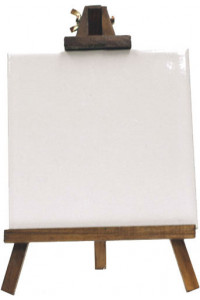 Cavalletto In Legno Scuro Con Mattonella 150x150mm 