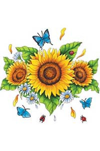 Transfer Sunflowers And Ladybugs