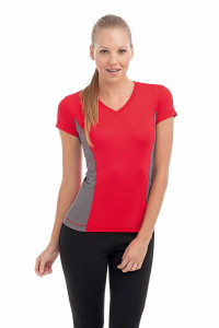 T-shirt Donna Scollo V Sport Col Contrasto