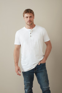 Crew Neck T-shirt With Buttons For Men 