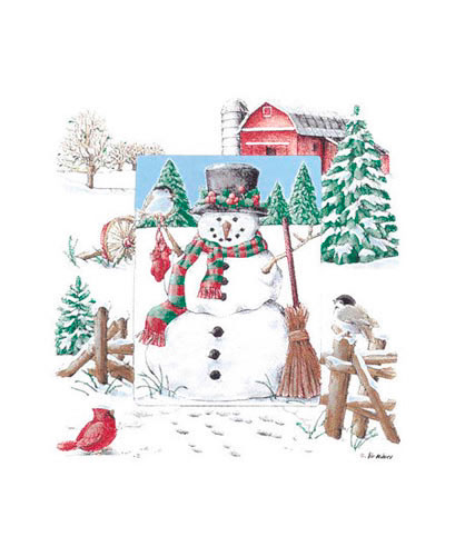 TRANSFER BARNYARD SNOWMAN