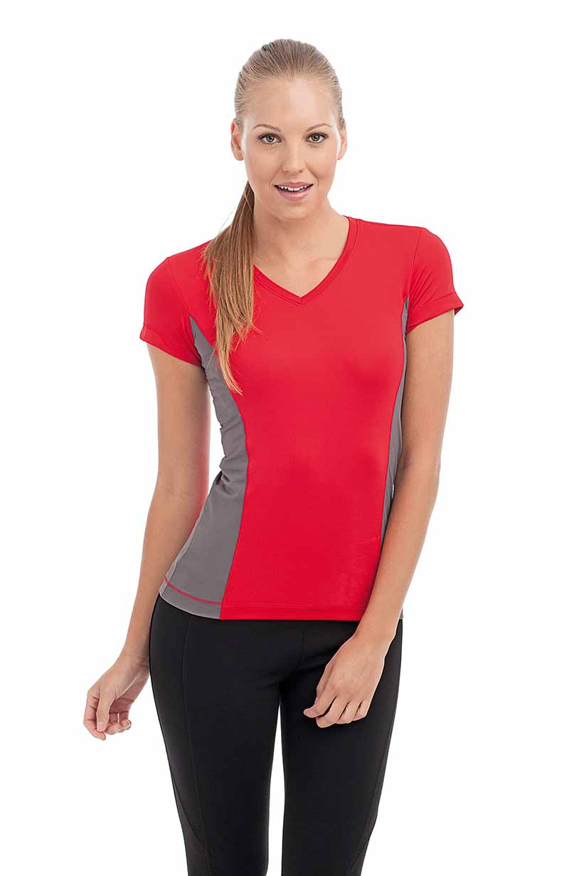 T-SHIRT DONNA SCOLLO V SPORT COL CONTRASTO