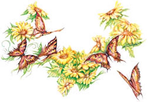 TRANSFER BUTTERFLIES DAISIES YOKE