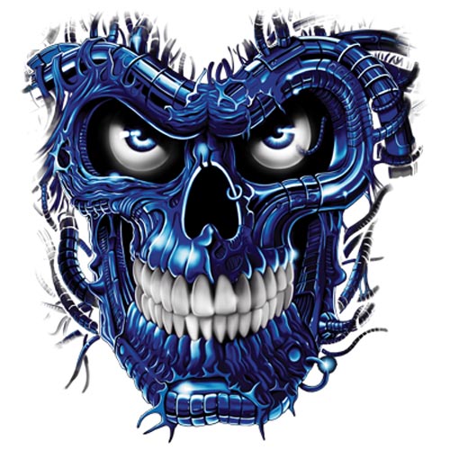 TRANSFER TERMINATOR SKULL BLUE
