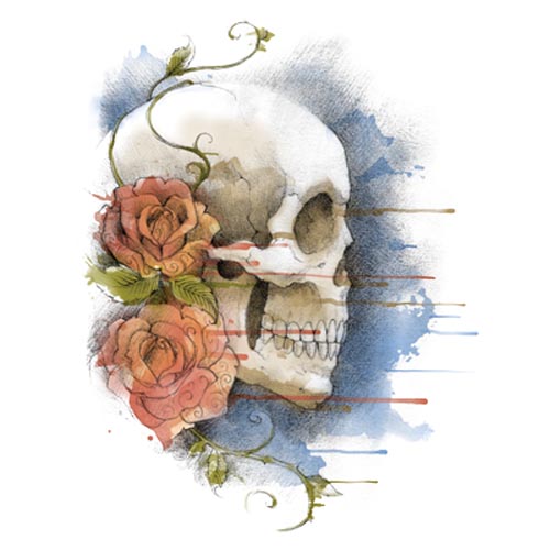 TRANSFER WATERCOLOR SKULL