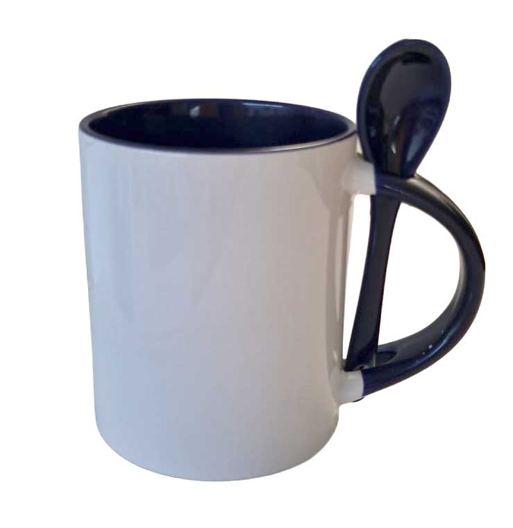 Tazza in ceramica con cucchiaino 11 OZ - DRITTA