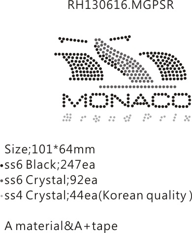 TRANSFER MONACO GRAND PRIX 10CM CRY/BK GRADE A S/T