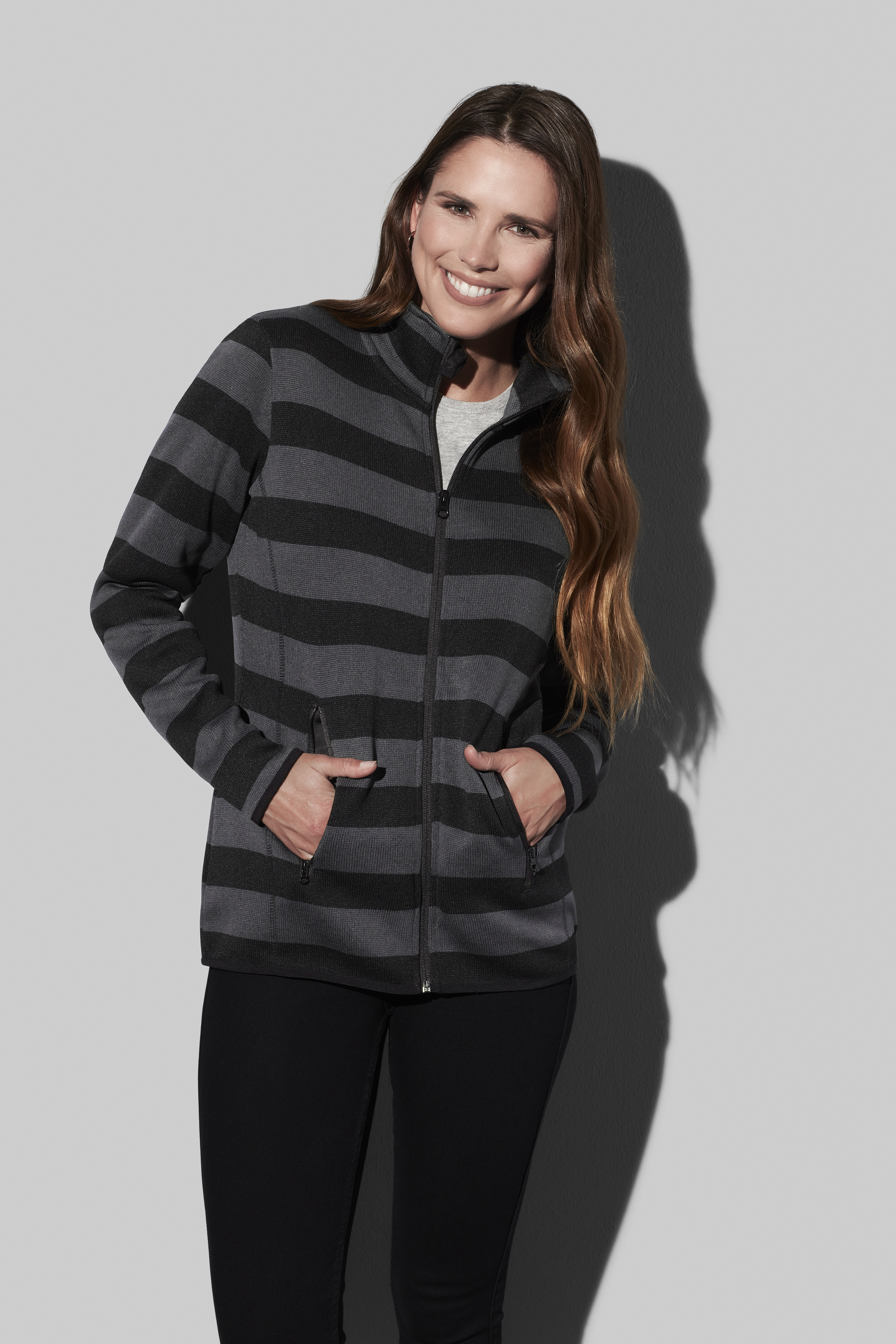 GIACCA IN PILE A STRISCE ACTIVE DONNA GIACCA IN PILE A STRISCE ACTIVE DONNA
