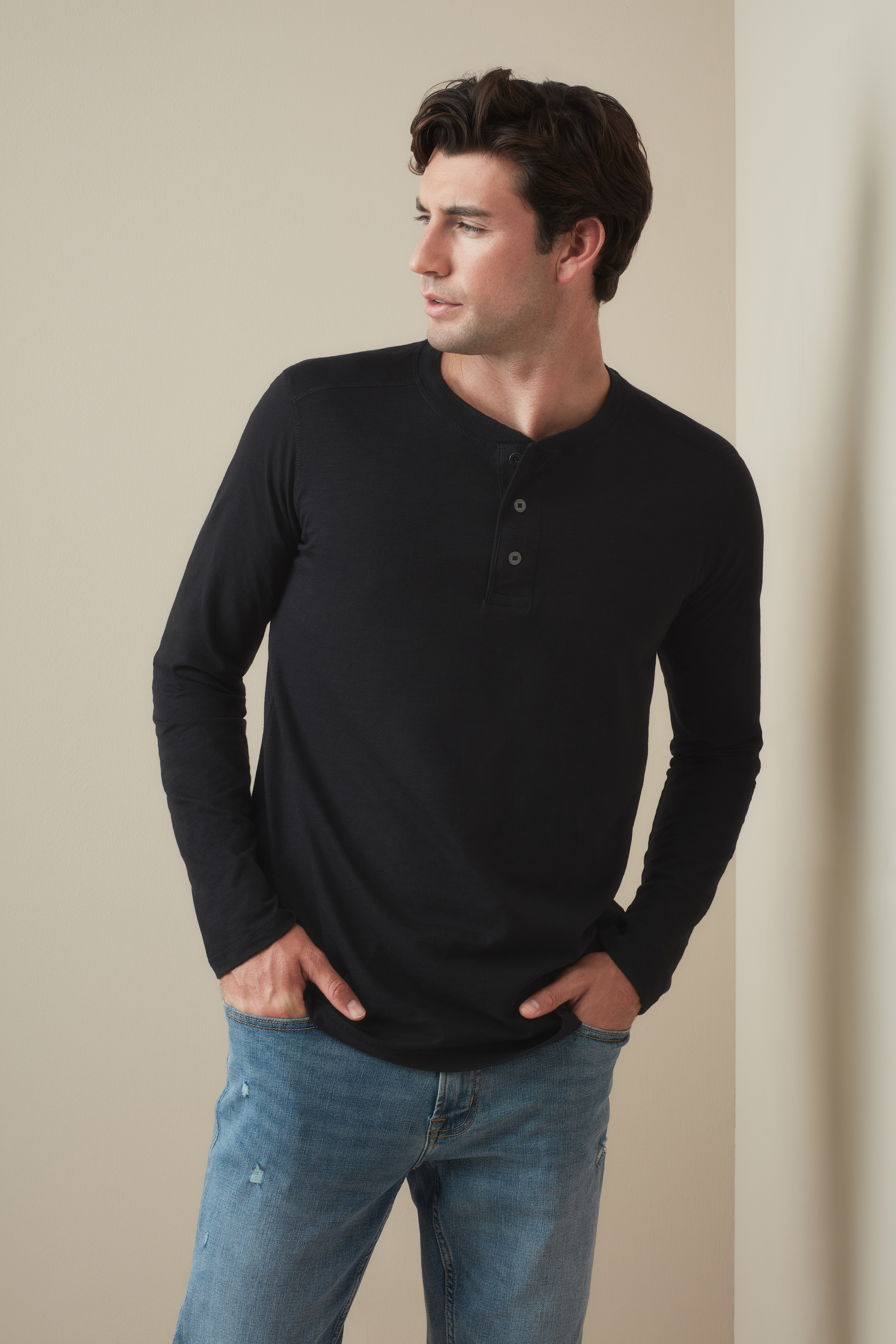 T-SHIRT M/L HENLEY SLUB UOMO T-SHIRT M/L HENLEY SLUB UOMO