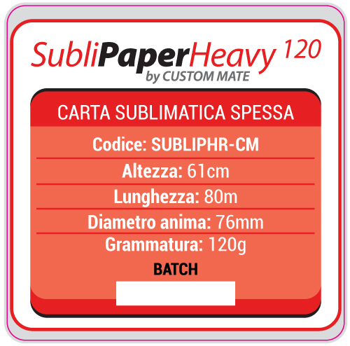 Carta x sublimazione in rot SUBLIMATE HEAVY 120gr