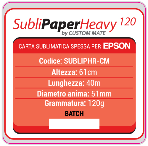 Carta x sublimazione in rot SUBLIMATE HEAVY 120gr